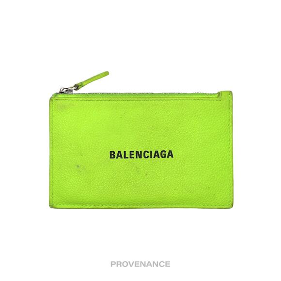 🔴 Balenciaga Logo Fragment Zip Card Wallet - Neon - Picture 1 of 10